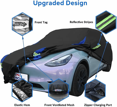 Custom Fit Tesla Model Y Car Cover with Charging Port