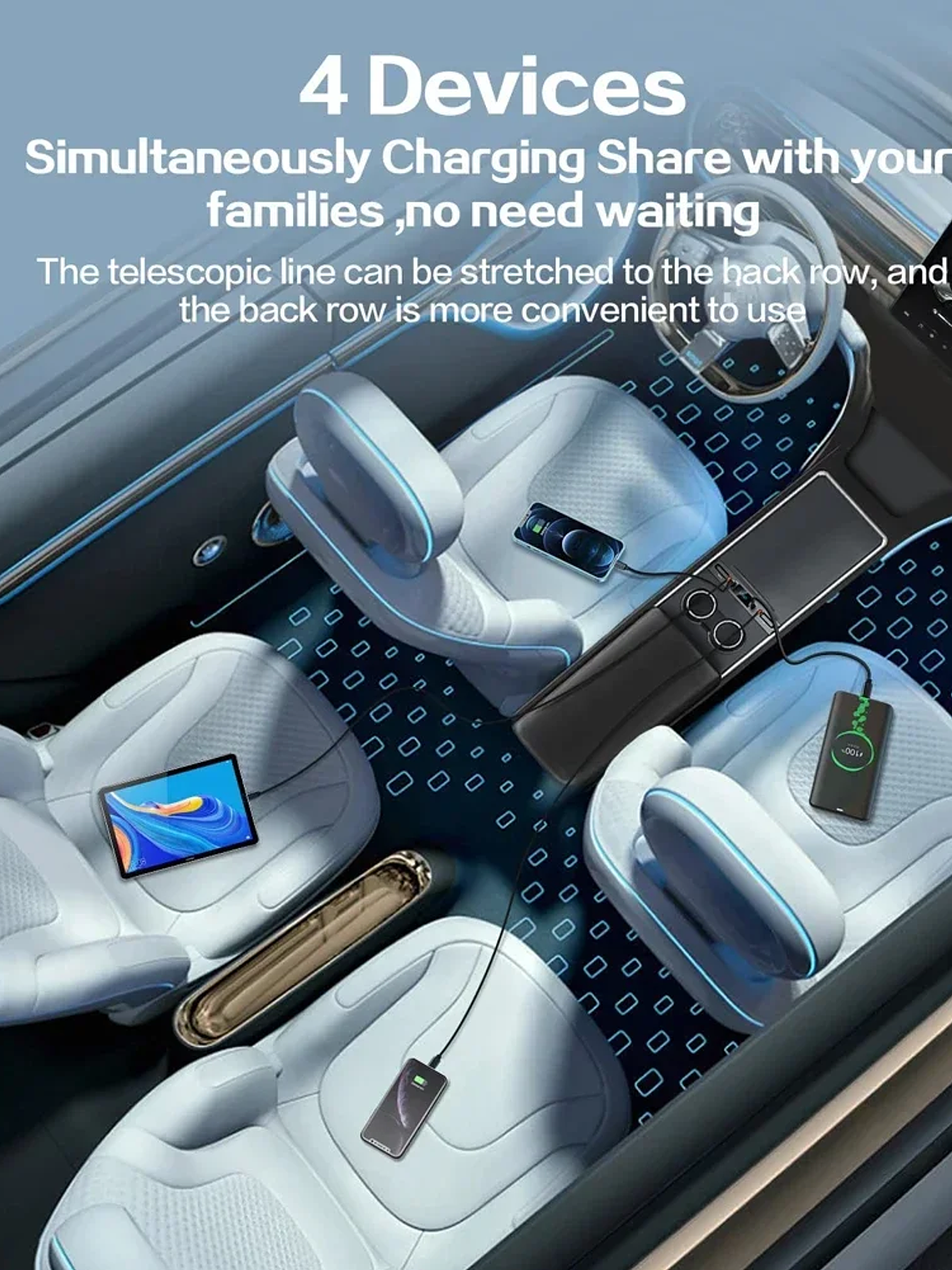 Tesla Model 3 Y Docking Station 27W Quick Charger USB LED Shunt Hub 5