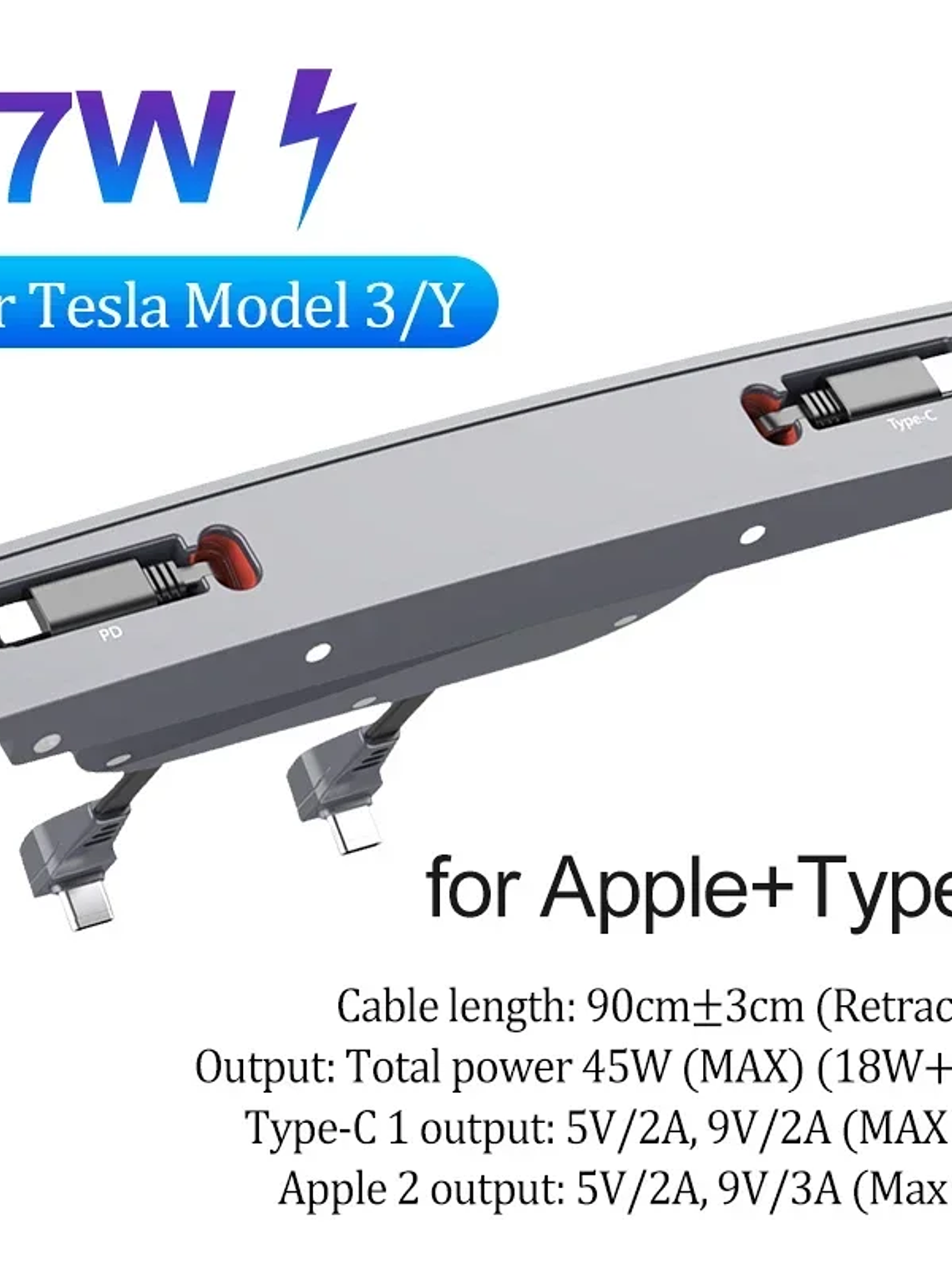 Tesla Model 3 Y Docking Station 27W Quick Charger USB LED Shunt Hub 8