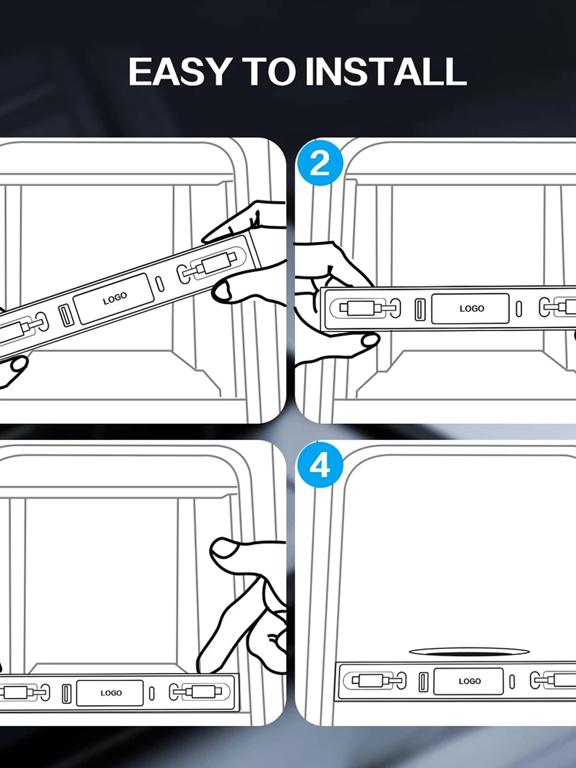 Tesla Model 3 Y Docking Station 27W Quick Charger USB LED Shunt Hub 17
