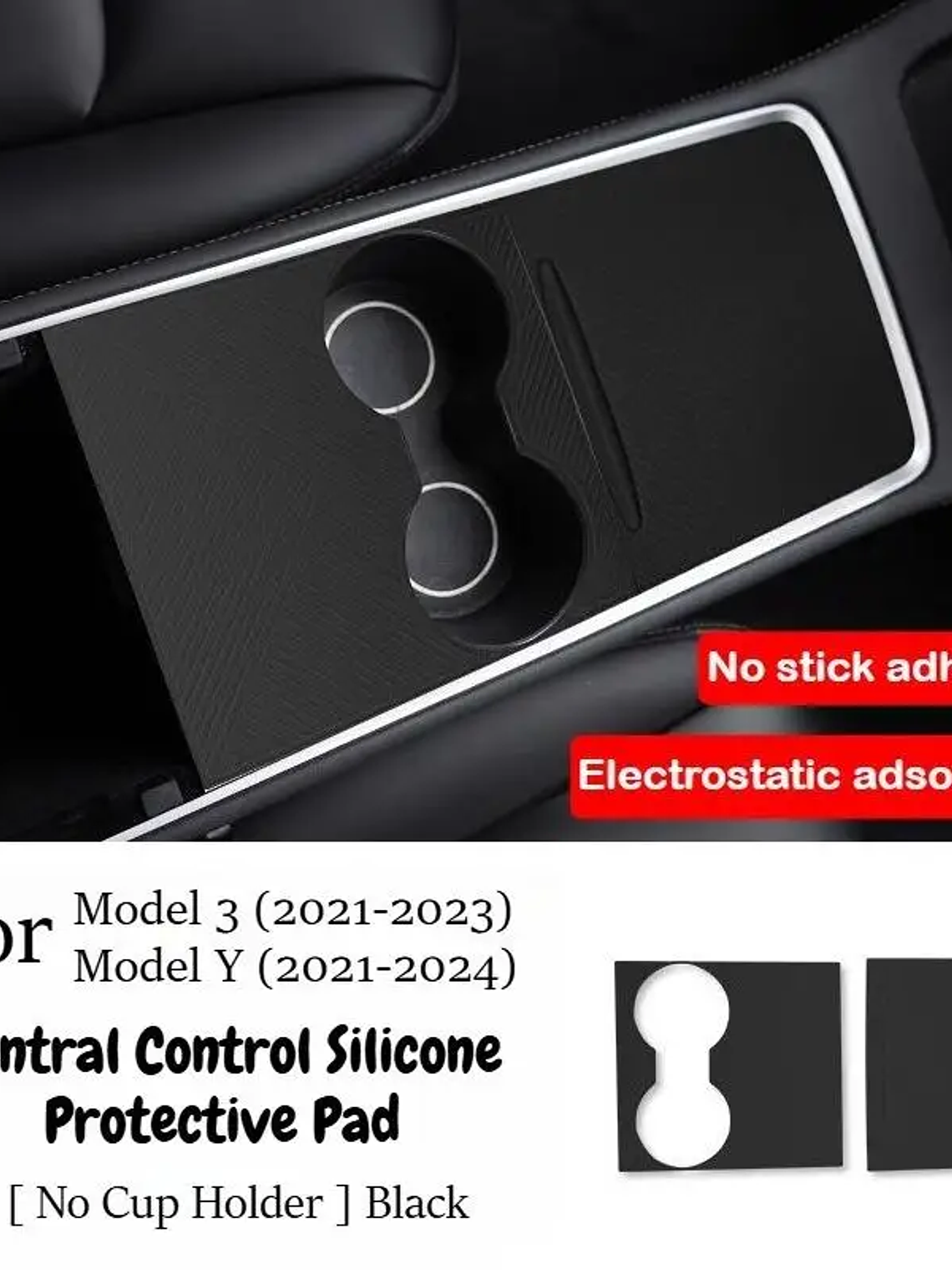 Center Console Silicone Wrap Kit with Car Cup Holder for Tesla 7