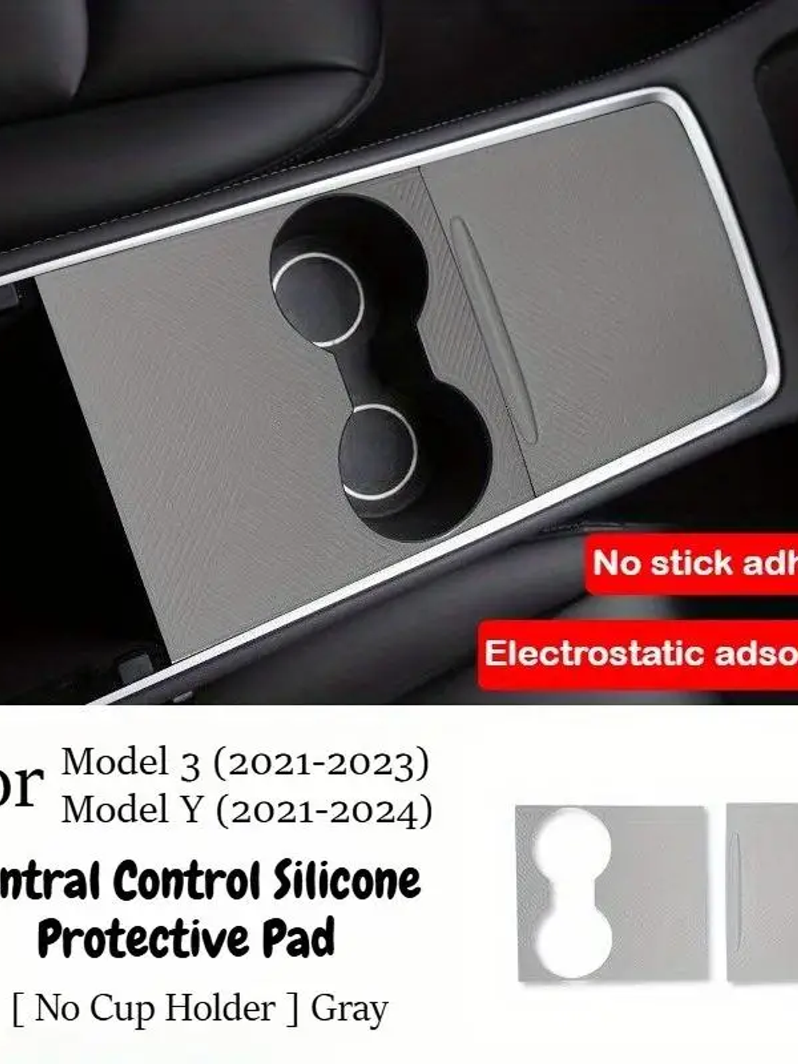 Center Console Silicone Wrap Kit with Car Cup Holder for Tesla 9