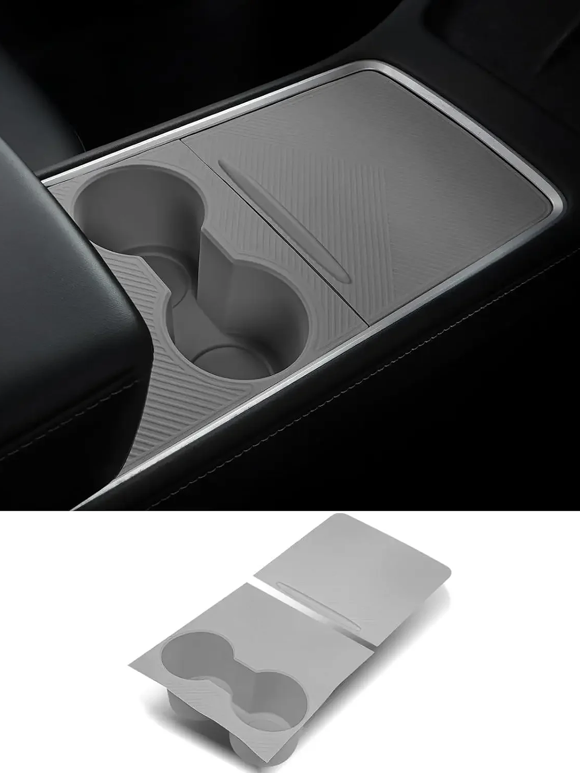 Center Console Silicone Wrap Kit with Car Cup Holder for Tesla 11