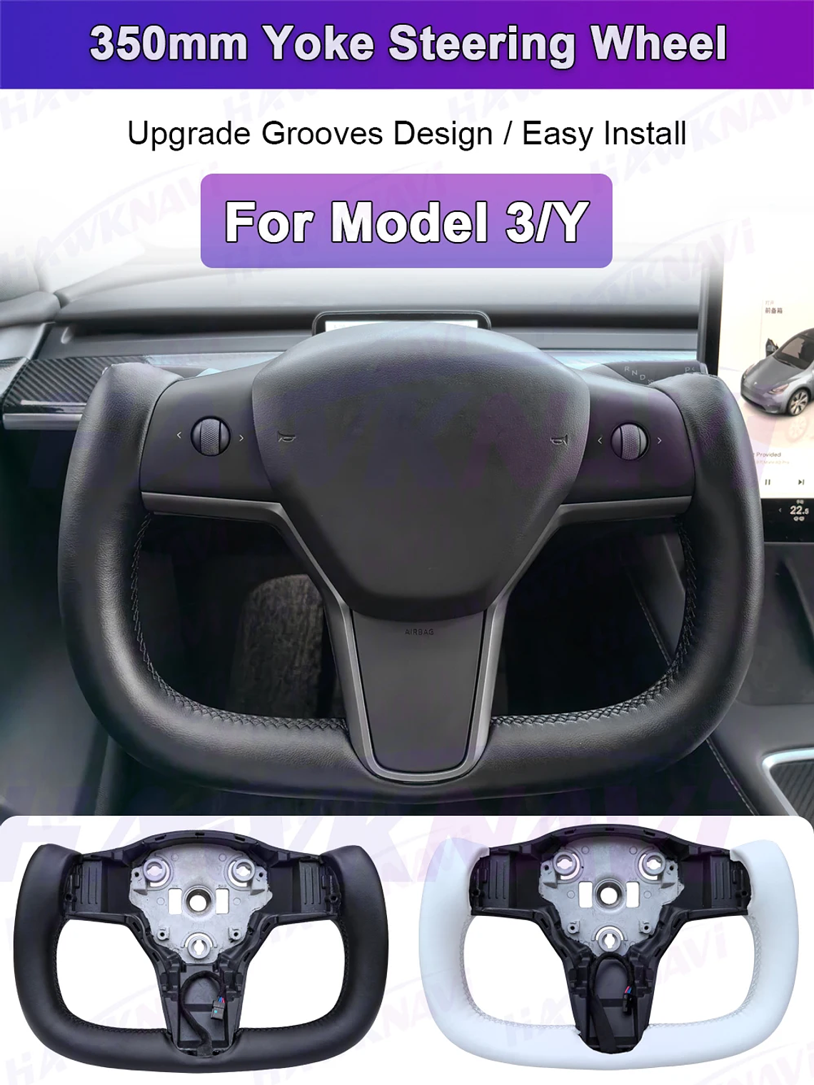 Yoke Steering Wheel for Tesla Model 3 Model Y 2017-2023  9