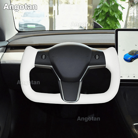 Full Leather Heated Yoke Steering Wheel for Tesla