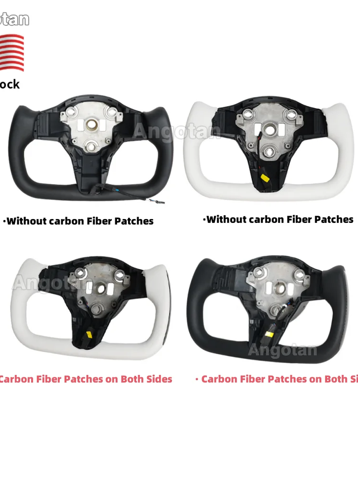 Full Leather Heated Yoke Steering Wheel for Tesla 3