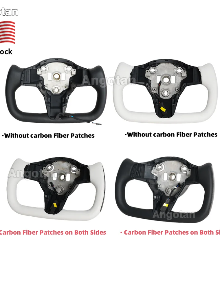 Full Leather Heated Yoke Steering Wheel for Tesla 3