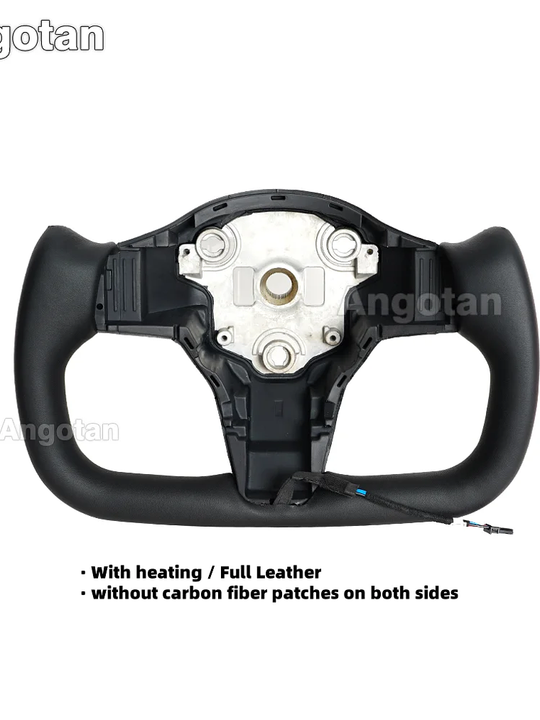 Full Leather Heated Yoke Steering Wheel for Tesla 4