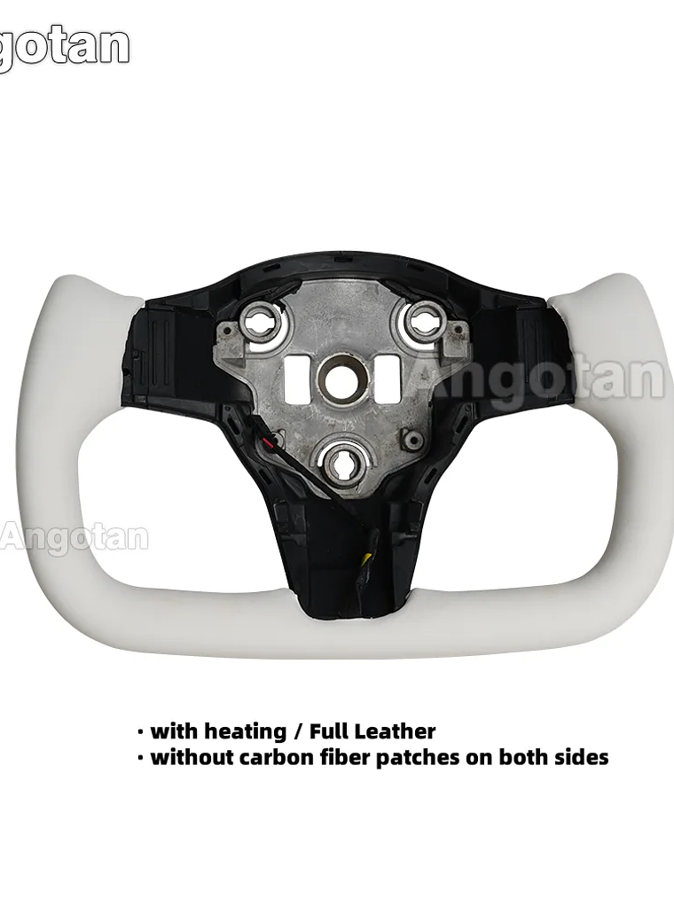 Full Leather Heated Yoke Steering Wheel for Tesla 5