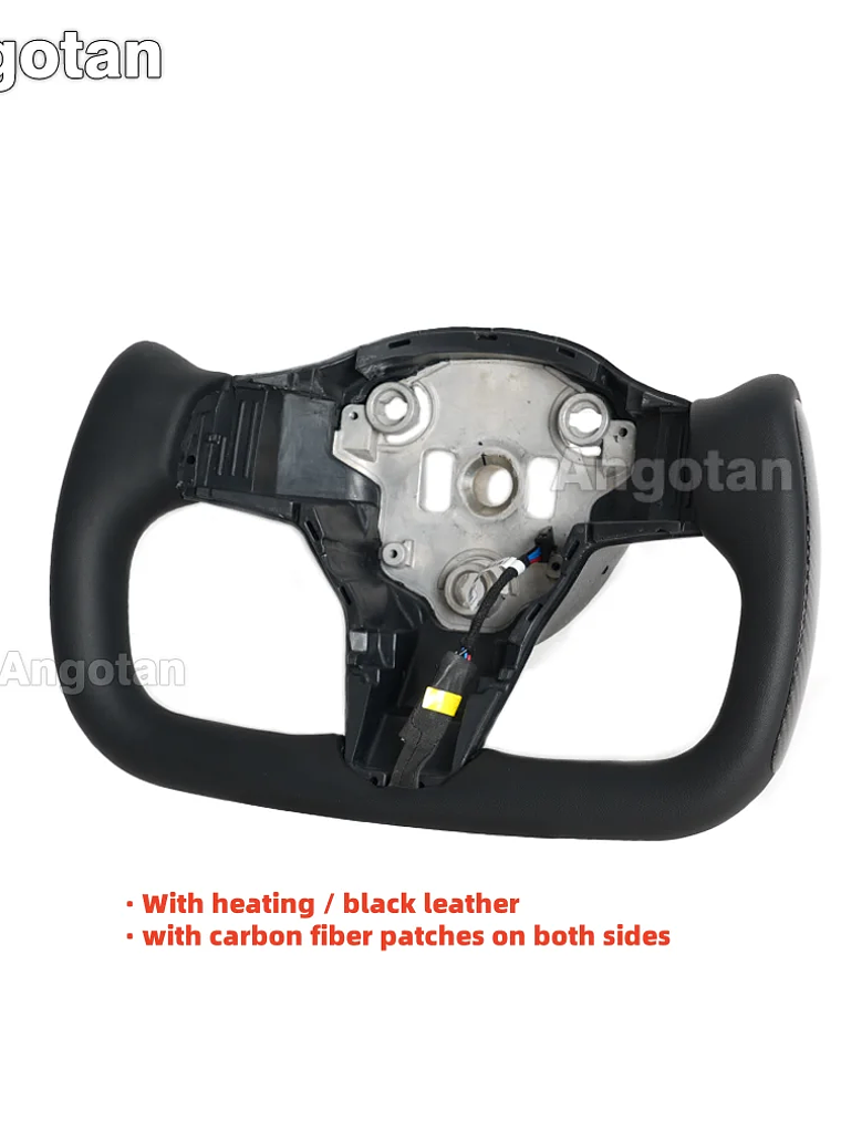 Full Leather Heated Yoke Steering Wheel for Tesla 6