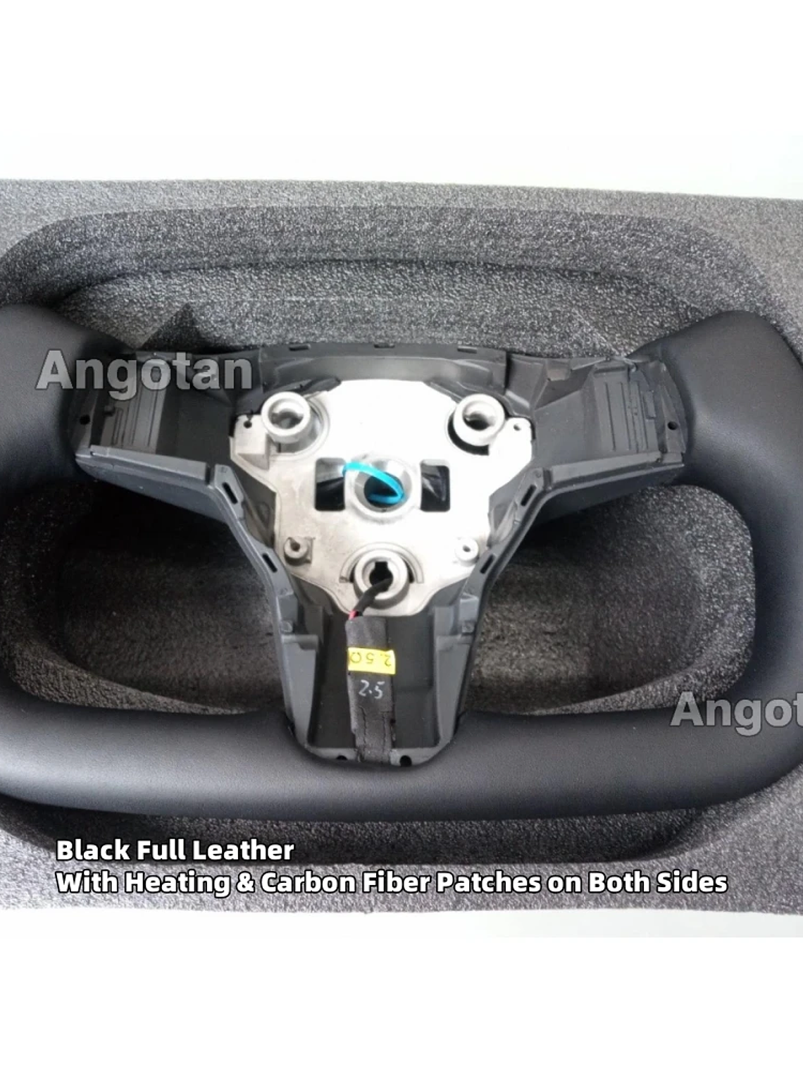 Full Leather Heated Yoke Steering Wheel for Tesla 11