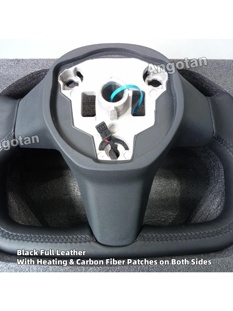 Full Leather Heated Yoke Steering Wheel for Tesla 13