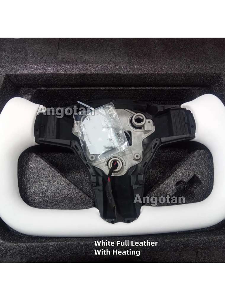 Full Leather Heated Yoke Steering Wheel for Tesla 14