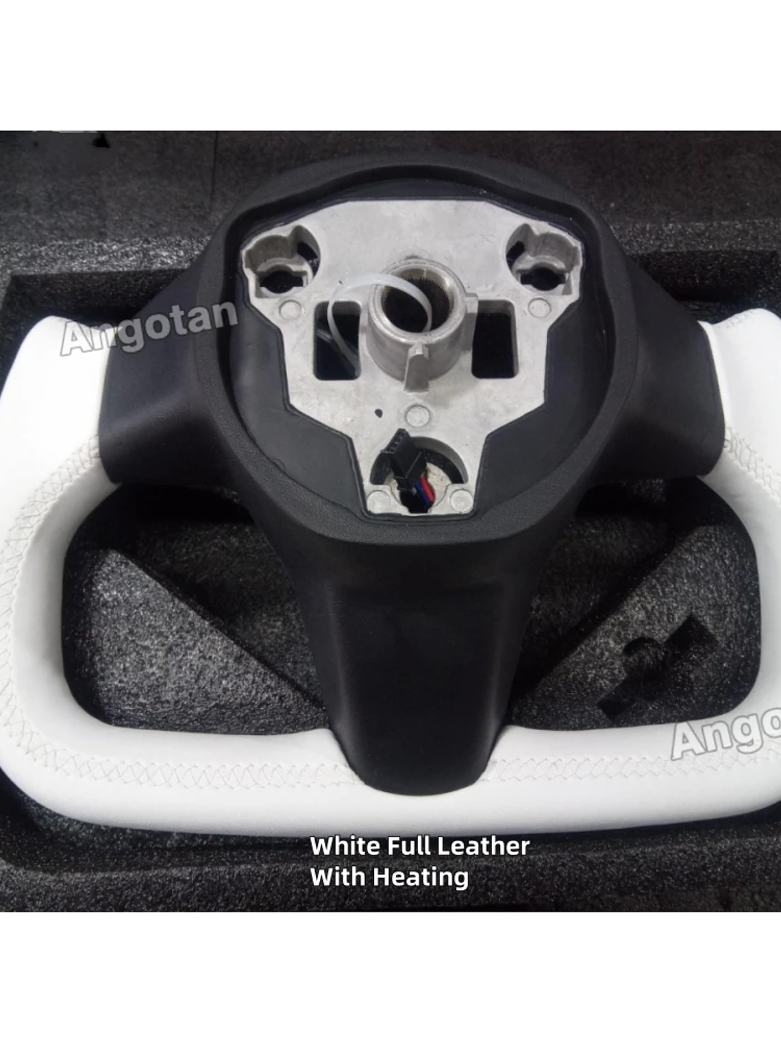 Full Leather Heated Yoke Steering Wheel for Tesla 15