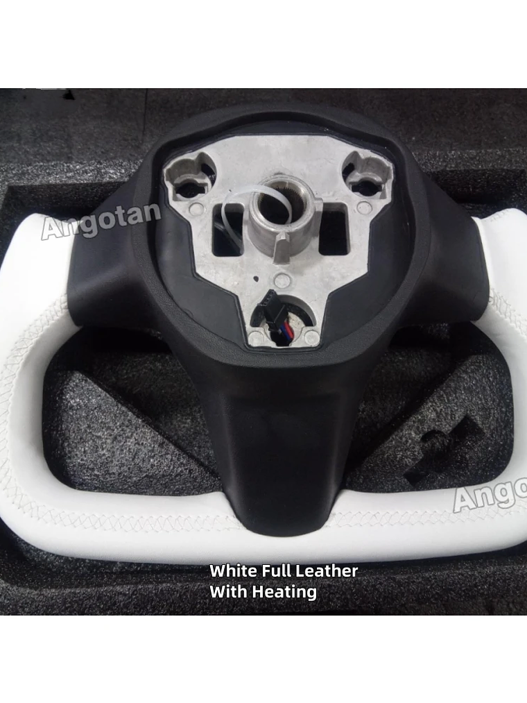 Full Leather Heated Yoke Steering Wheel for Tesla 15