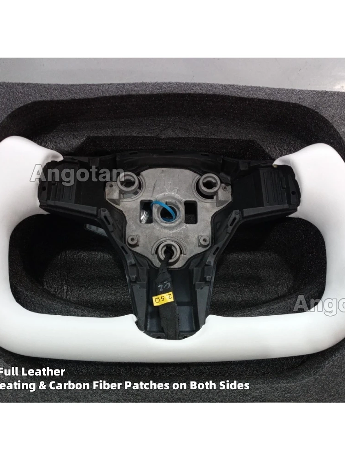 Full Leather Heated Yoke Steering Wheel for Tesla 16