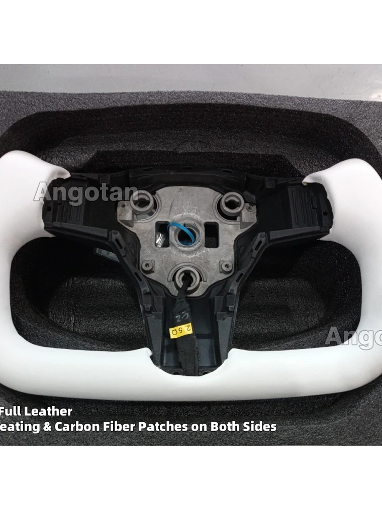 Full Leather Heated Yoke Steering Wheel for Tesla 16