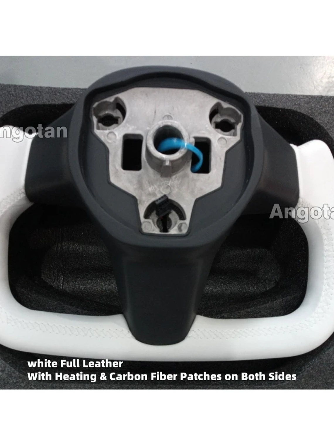 Full Leather Heated Yoke Steering Wheel for Tesla 17
