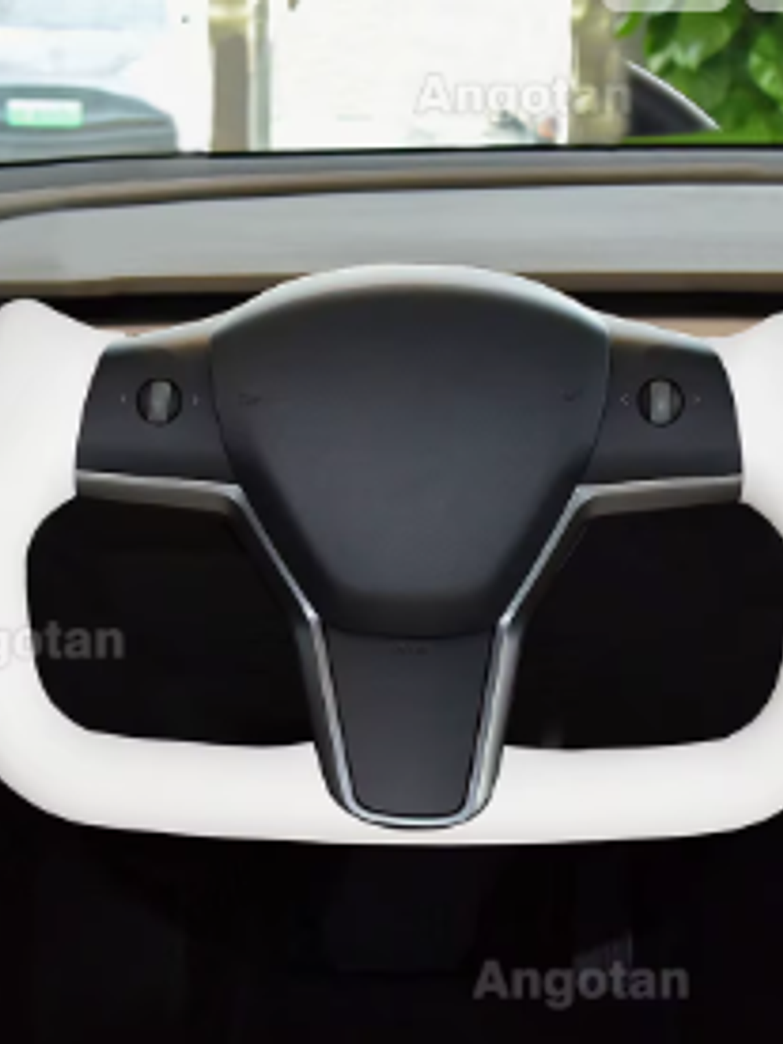 Full Leather Heated Yoke Steering Wheel for Tesla 1