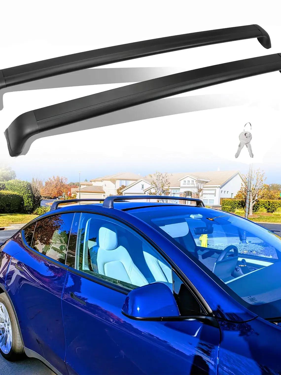 2PCS New Lockable Cross Bars for Tesla Model Y 2020-2024 1