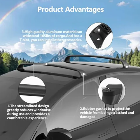 Noiseless Lockable Roof Rack for Tesla Model Y 2020-2024 