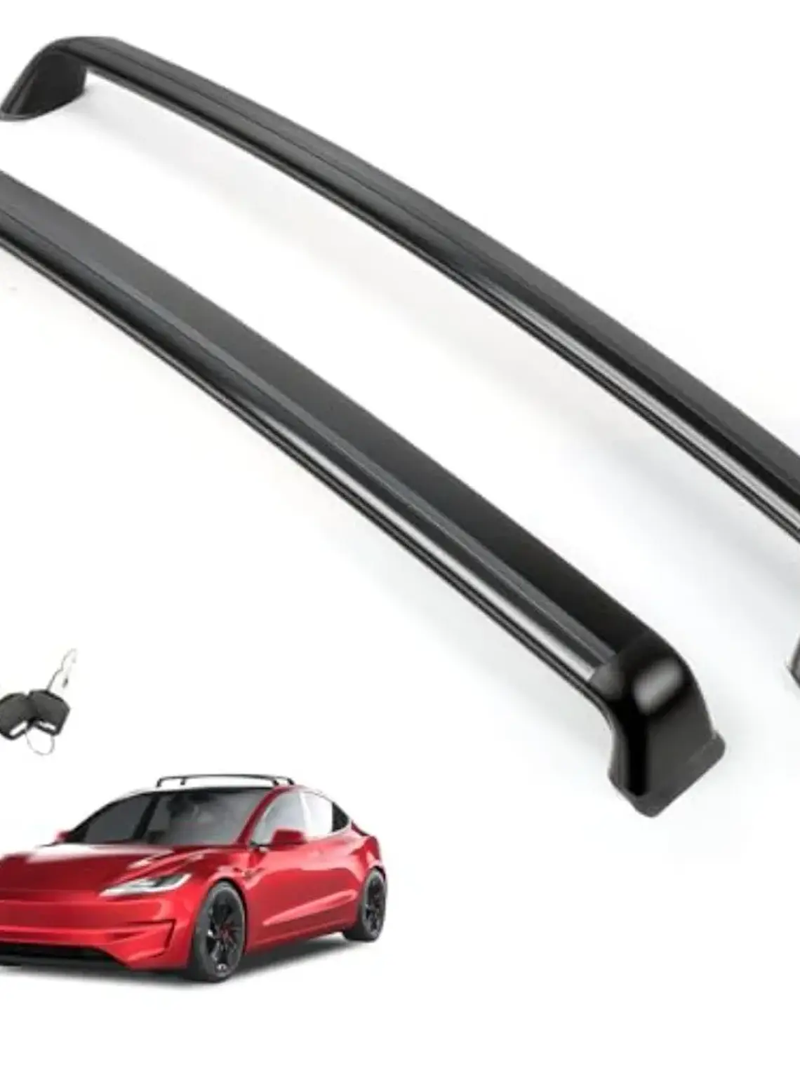 2PCS Cross Bar Roof Racks for 2019-2025 Tesla Model 3 Black 1