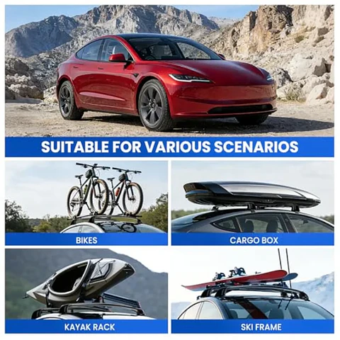 2PCS Cross Bar Roof Racks for 2019-2025 Tesla Model 3 Black