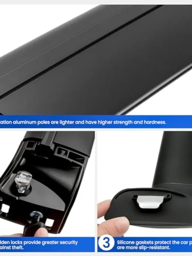 2PCS Cross Bar Roof Racks for 2019-2025 Tesla Model 3 Black 5