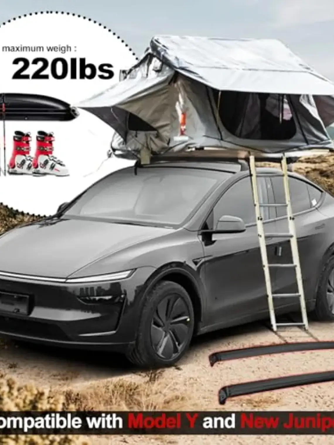 Tesla Model Y Juniper 2020-2026+ Lockable Roof Racks 3