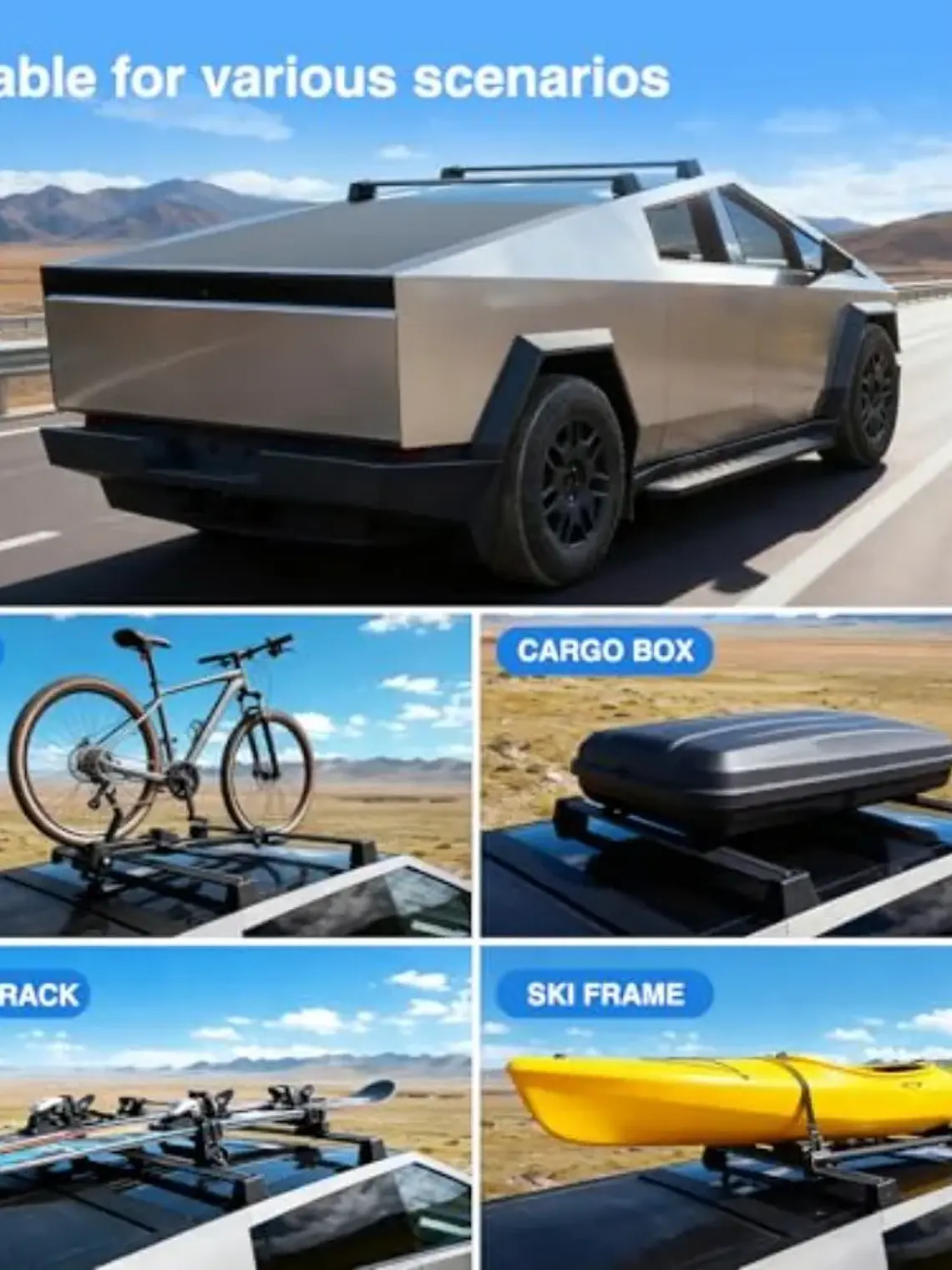 2-Pack Crossbars Roof Rack Compatible with Tesla Cybertruck  6