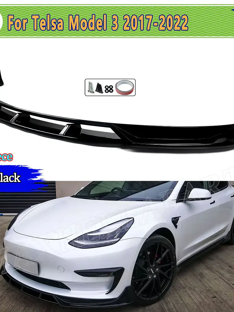 Whole Front Bumper Splitter FOR TESLA MODEL 3  3