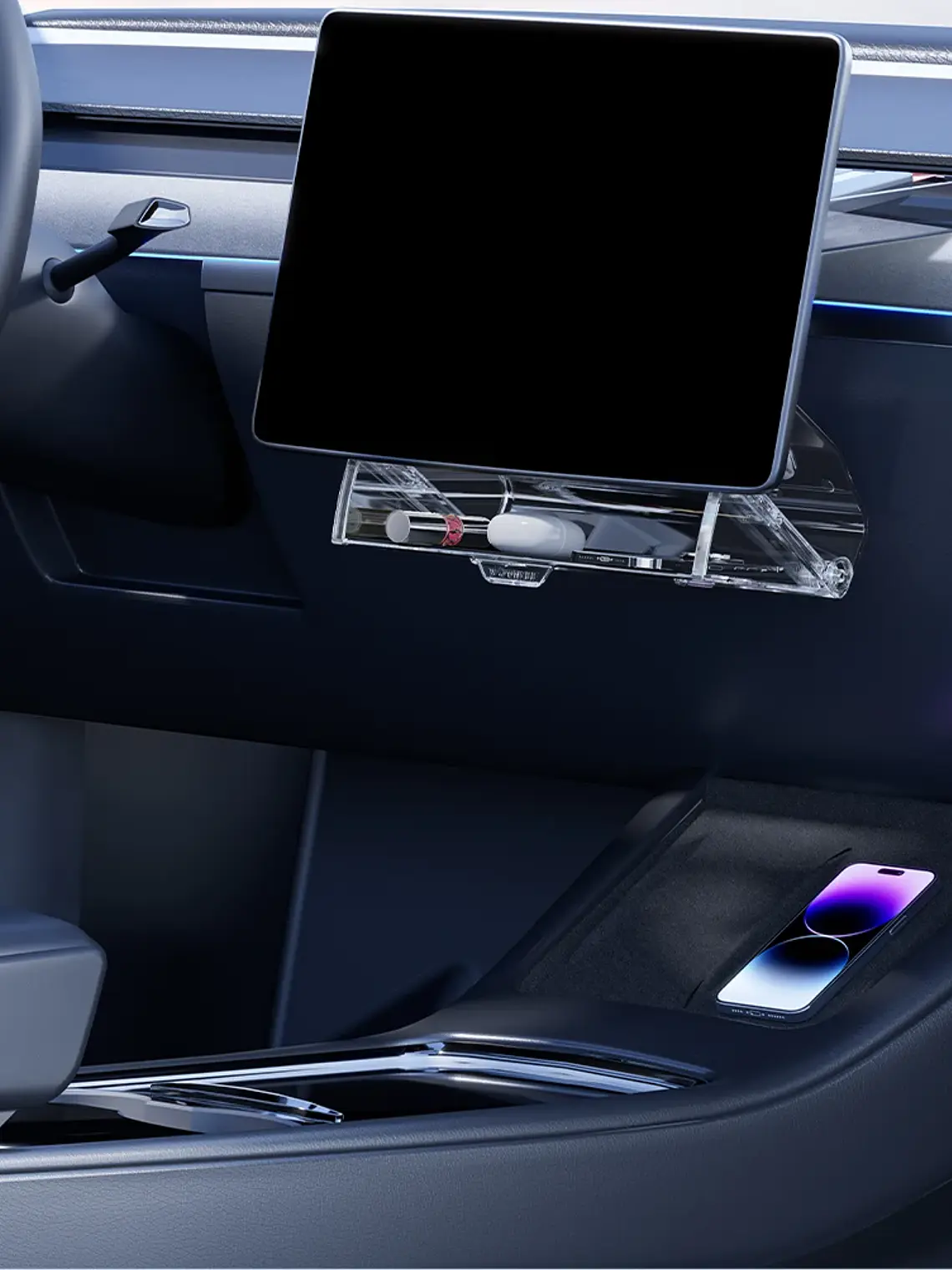 Tesla  Magnetic Under Screen Hidden Storage Box  1