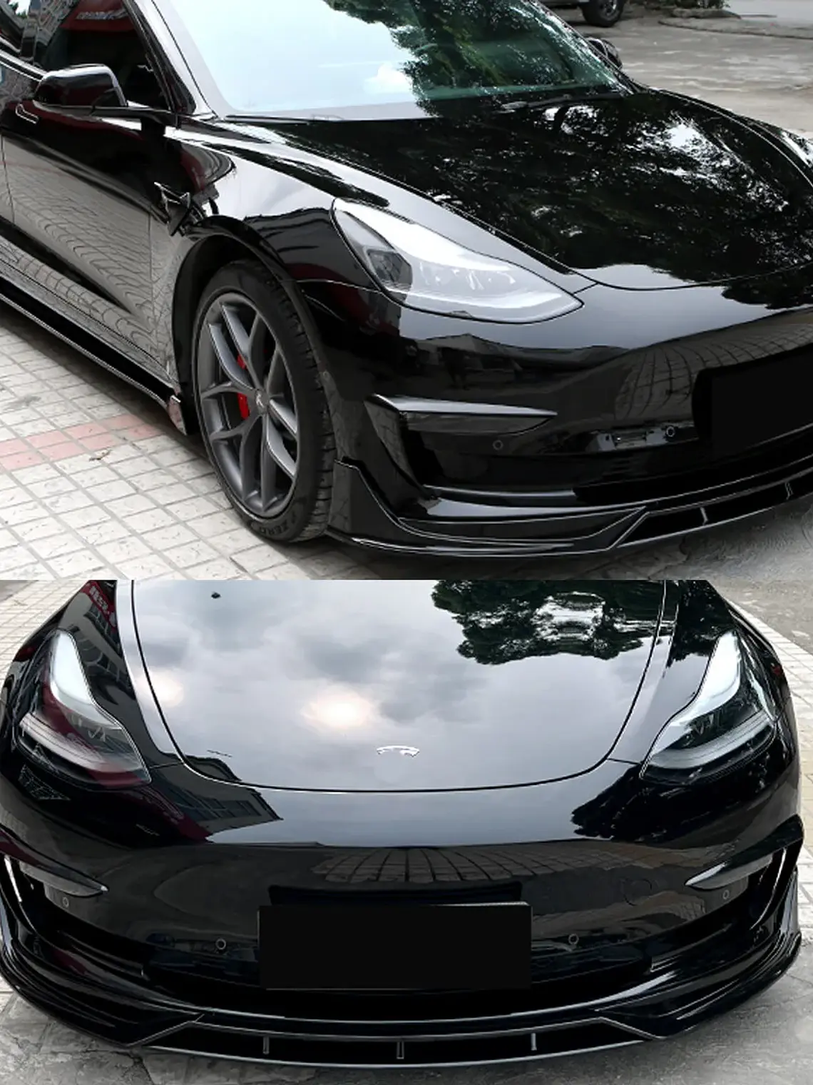 Whole Front Bumper Splitter FOR TESLA MODEL 3  1