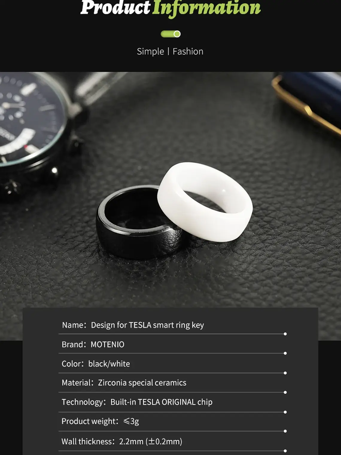 Tesla Model 3 / Y smart key ring(Made with chips removed from the original official card) 17