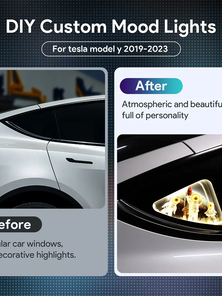 Tesla Model 3 Y 2020-2024 Rear Window Triangle LED Ambient Light Strip 5