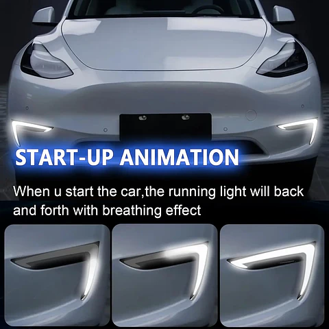 LED DRL Lights for Tesla Model Y 2021-2024 Startup Animation
