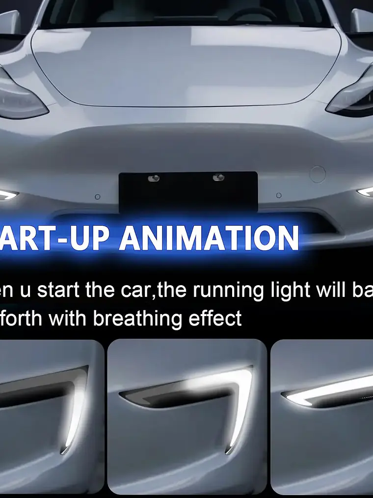 LED DRL Lights for Tesla Model Y 2021-2024 Startup Animation 2