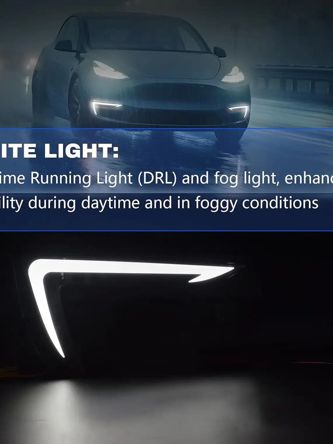 LED DRL Lights for Tesla Model Y 2021-2024 Startup Animation 3