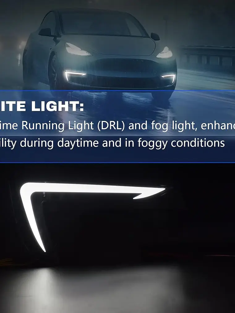 LED DRL Lights for Tesla Model Y 2021-2024 Startup Animation 3
