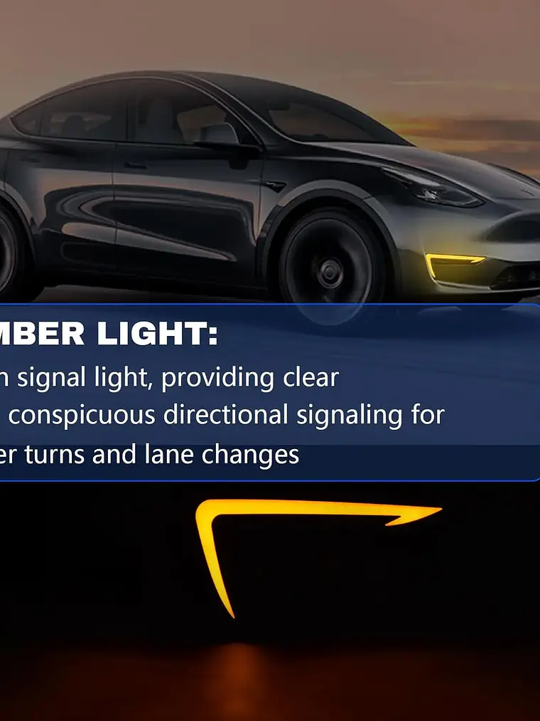 LED DRL Lights for Tesla Model Y 2021-2024 Startup Animation 4