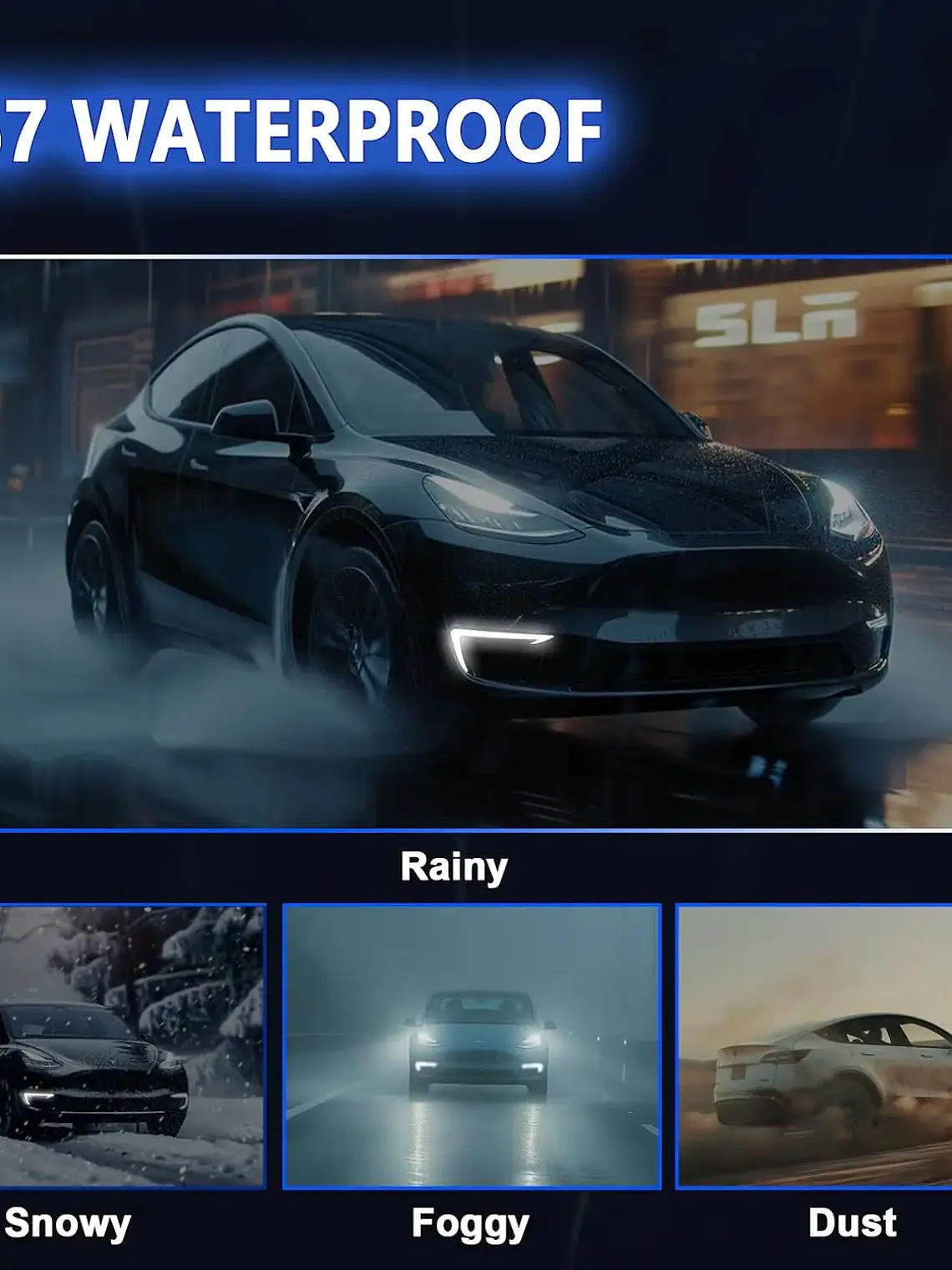 LED DRL Lights for Tesla Model Y 2021-2024 Startup Animation 5