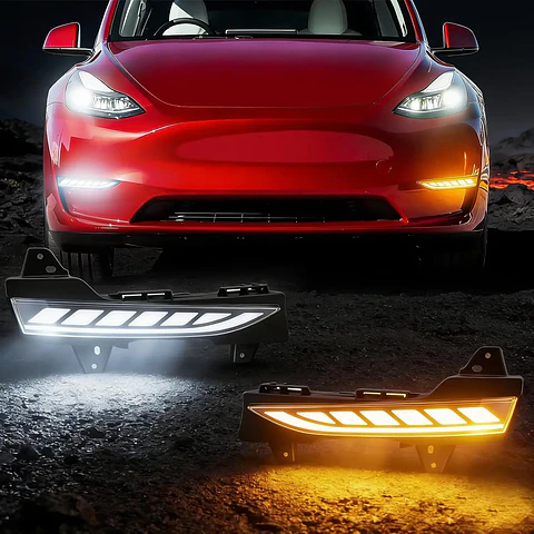 LED Daytime Running Lights For Tesla Model 3 DRL Amber Turn Signal