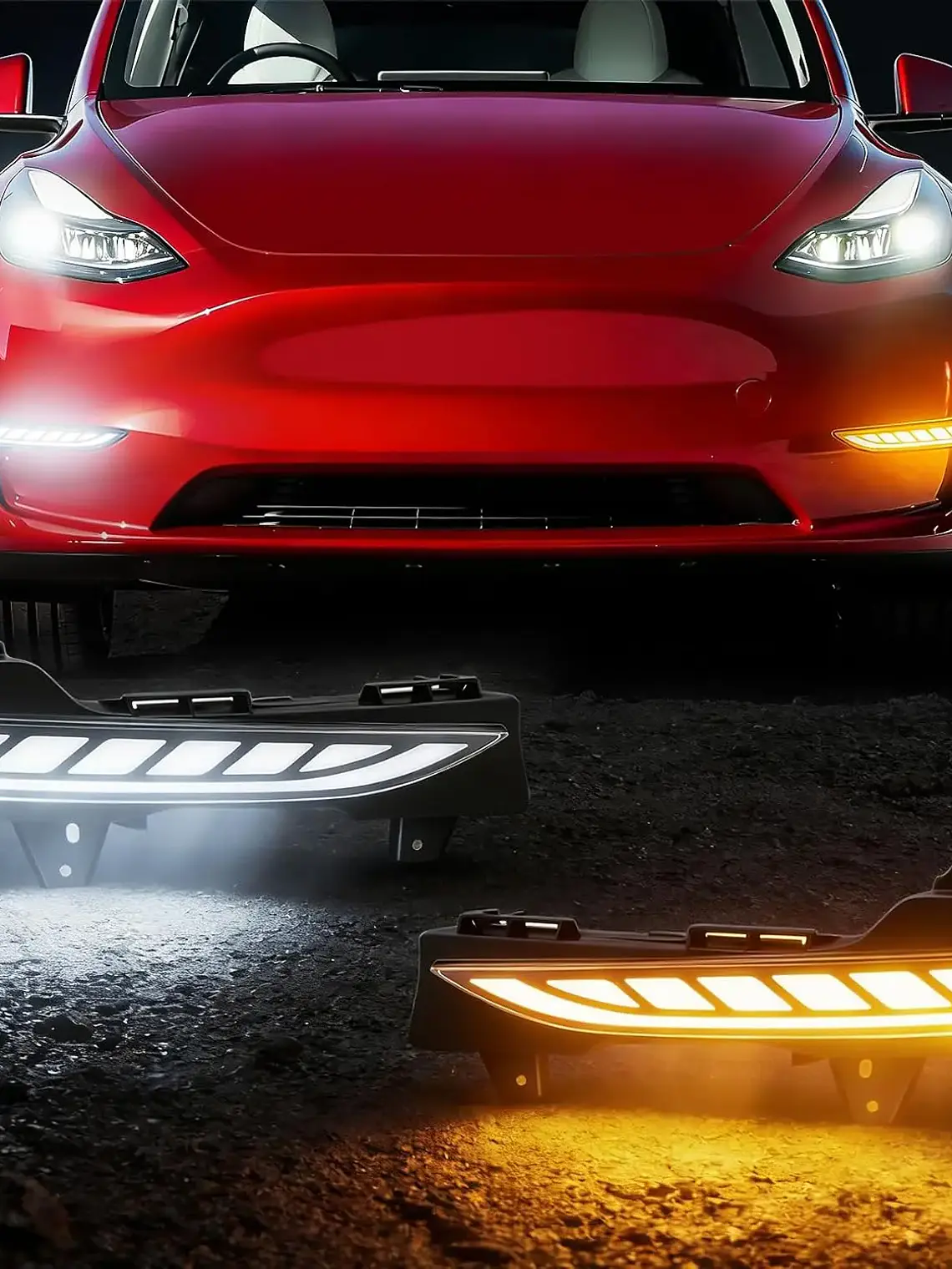 LED Daytime Running Lights For Tesla Model 3 DRL Amber Turn Signal 1