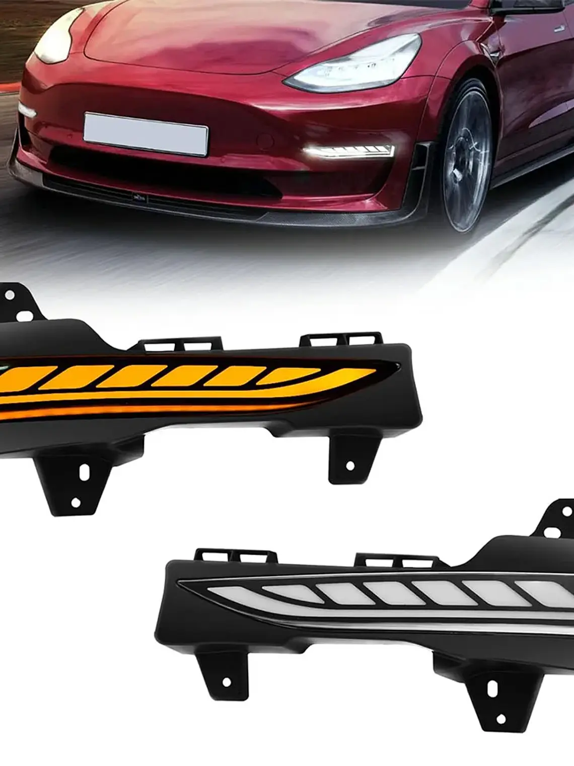 LED Daytime Running Lights For Tesla Model 3 DRL Amber Turn Signal 7