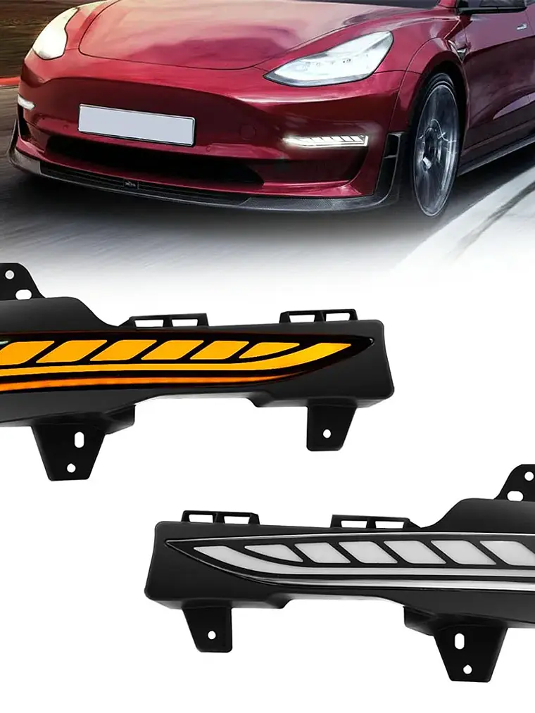 LED Daytime Running Lights For Tesla Model 3 DRL Amber Turn Signal 7