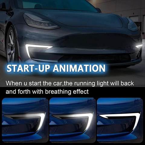 LED DRL Light for Tesla Model 3 2018 - 2024 Start-Up Animation Daytime Running Lights