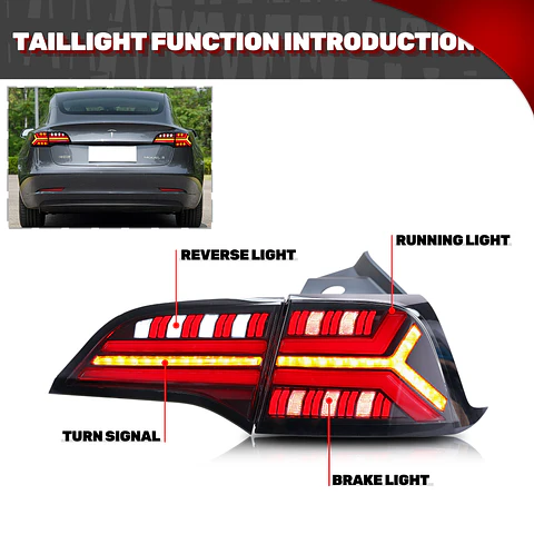 LED Tesla Model 3 Model Y 2017-2022 Sequential Yellow Turn Signal Dynamic Animation