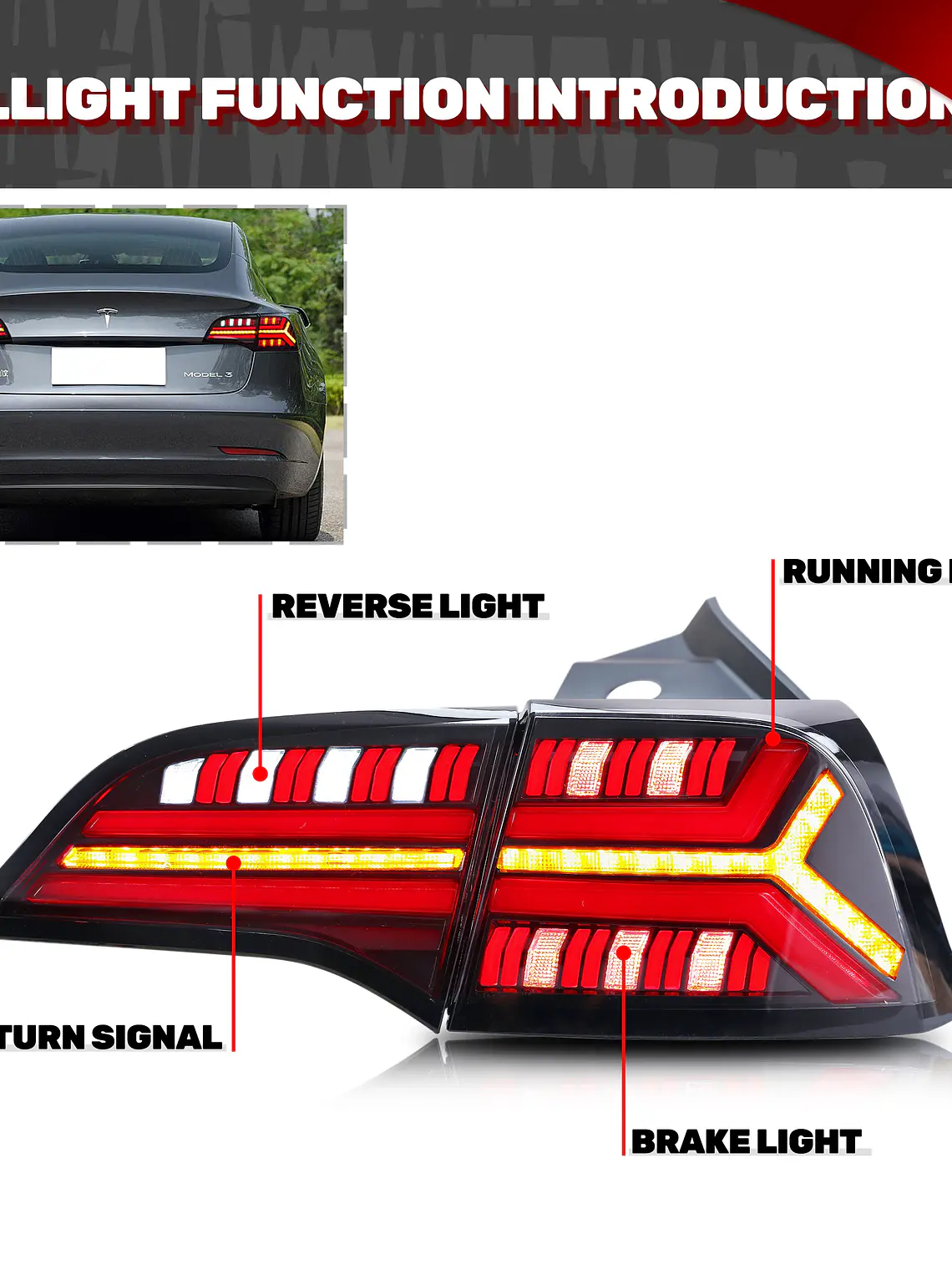 LED Tesla Model 3 Model Y 2017-2022 Sequential Yellow Turn Signal Dynamic Animation 2