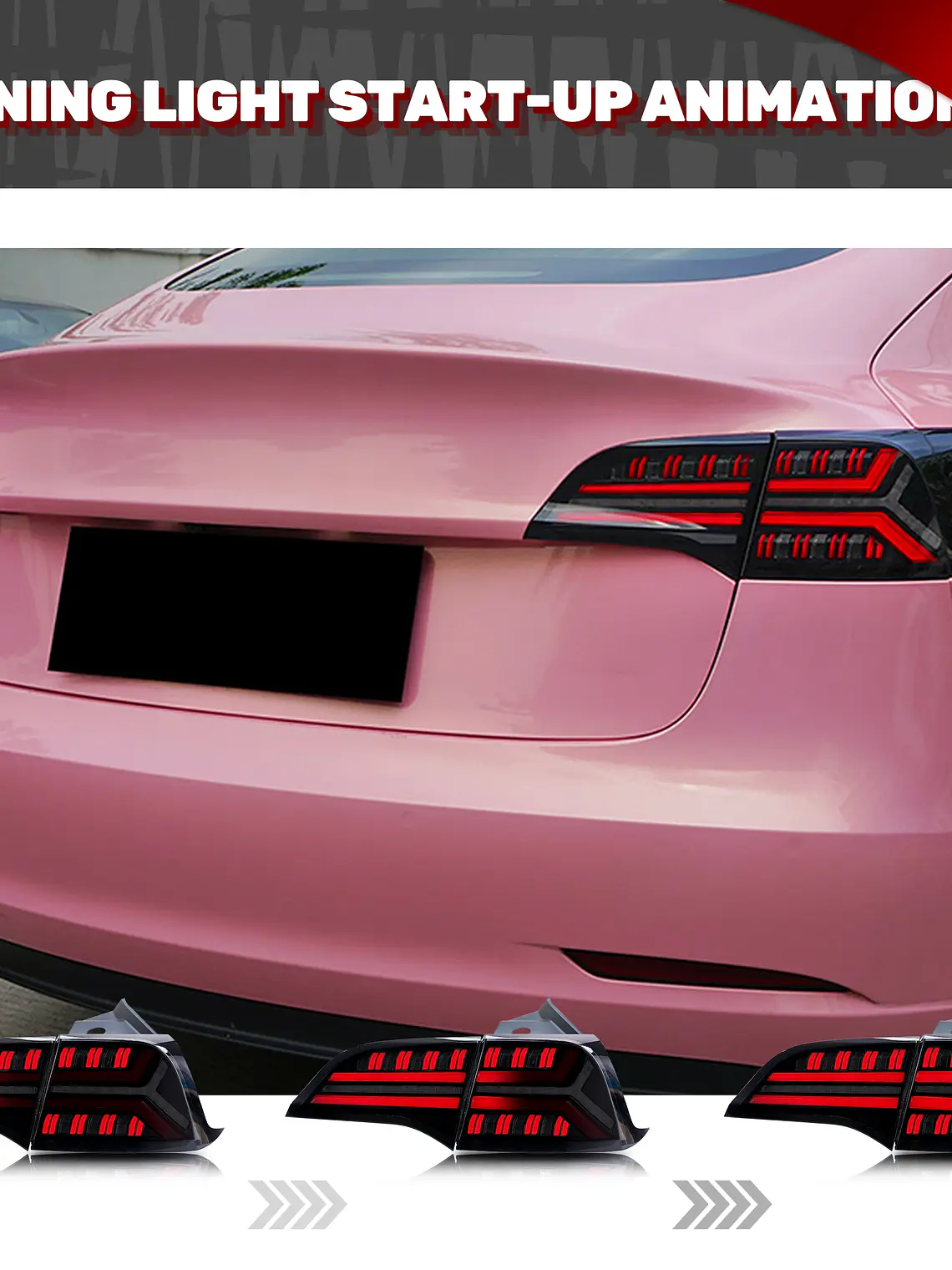 LED Tesla Model 3 Model Y 2017-2022 Sequential Yellow Turn Signal Dynamic Animation 3