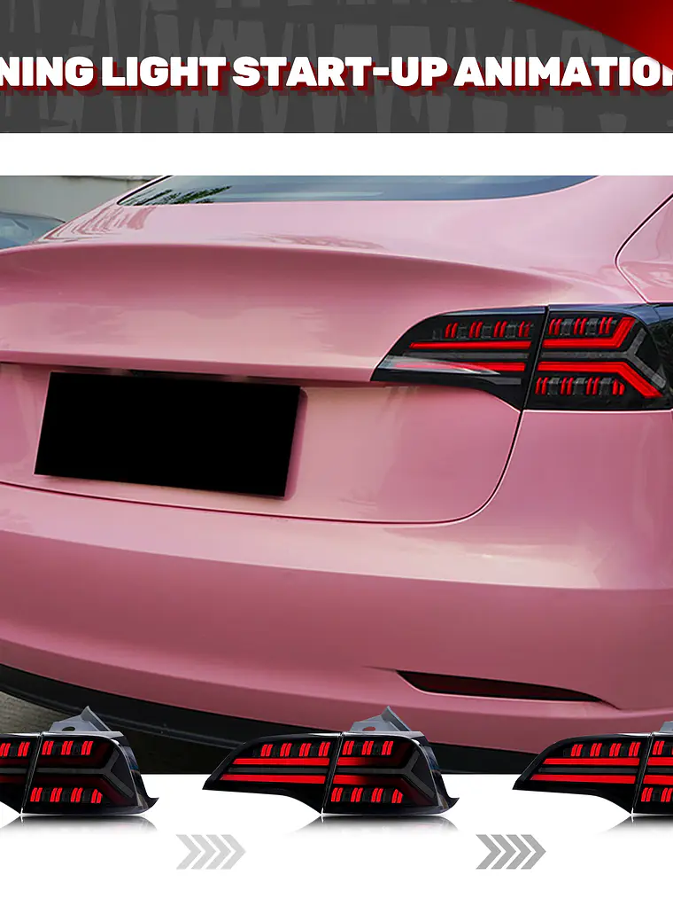 LED Tesla Model 3 Model Y 2017-2022 Sequential Yellow Turn Signal Dynamic Animation 3